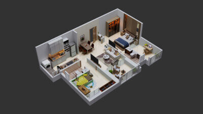 2BHK Isometric View 